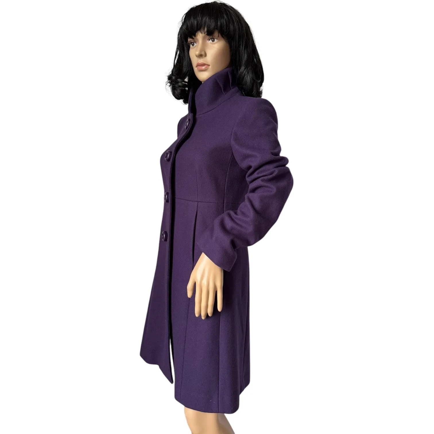 J. Crew Uptown Dress Purple coat pleated stand collar preppy size 2 - Image 6