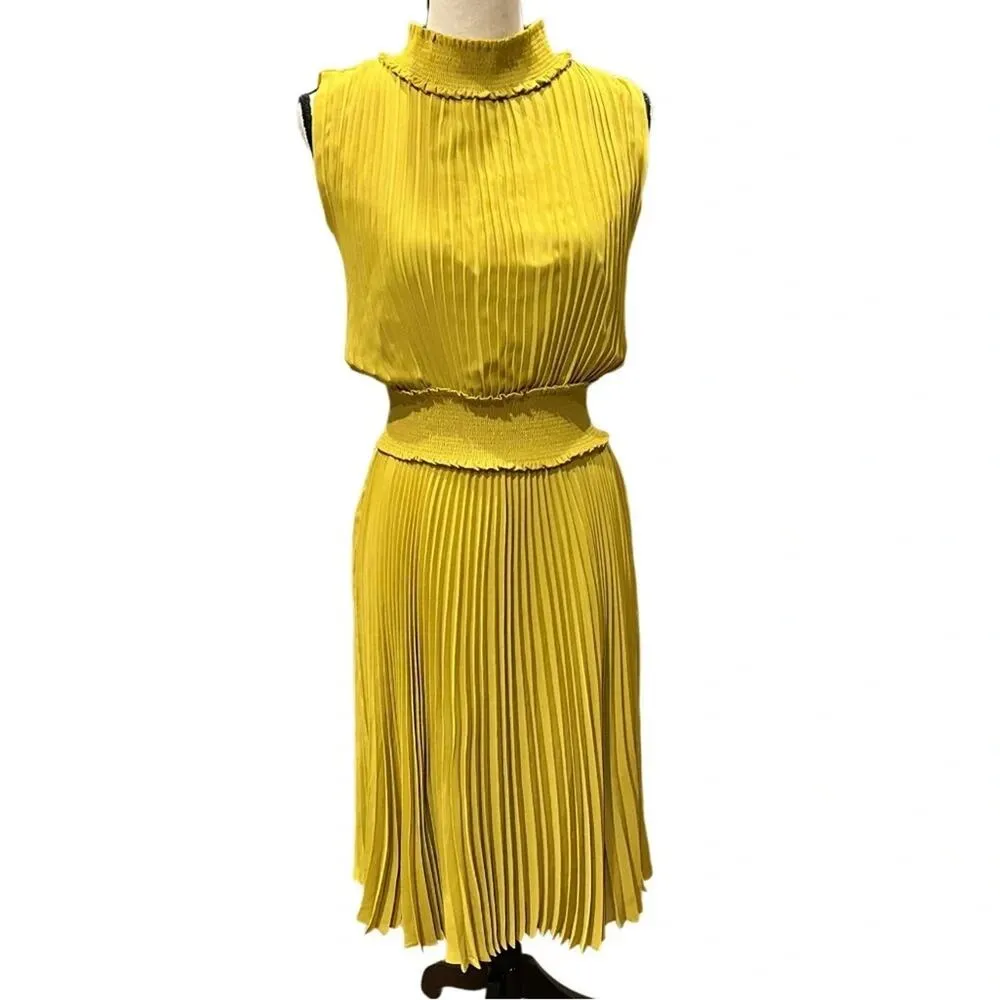 Nanette Lepore Women's Smocked High Neck Pleated
Dress Size 8 - Image 8