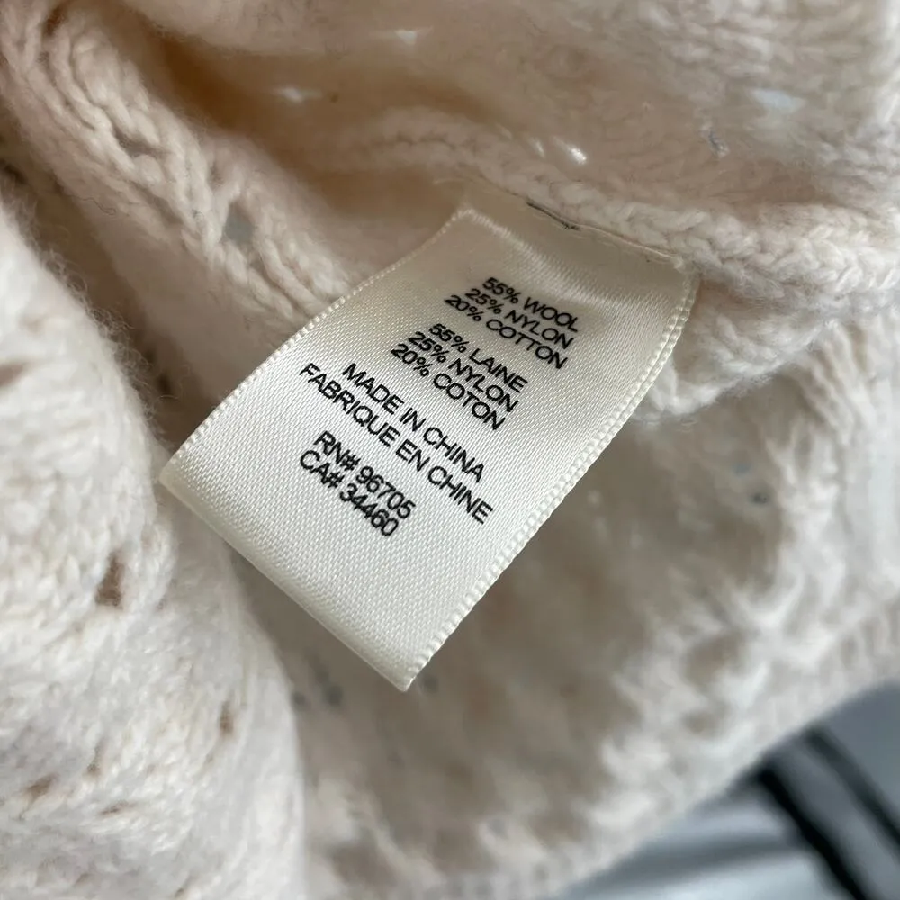 La Vie Rebecca Taylor Pointelle Mock Neck Sweater Size Small Cream - Image 8