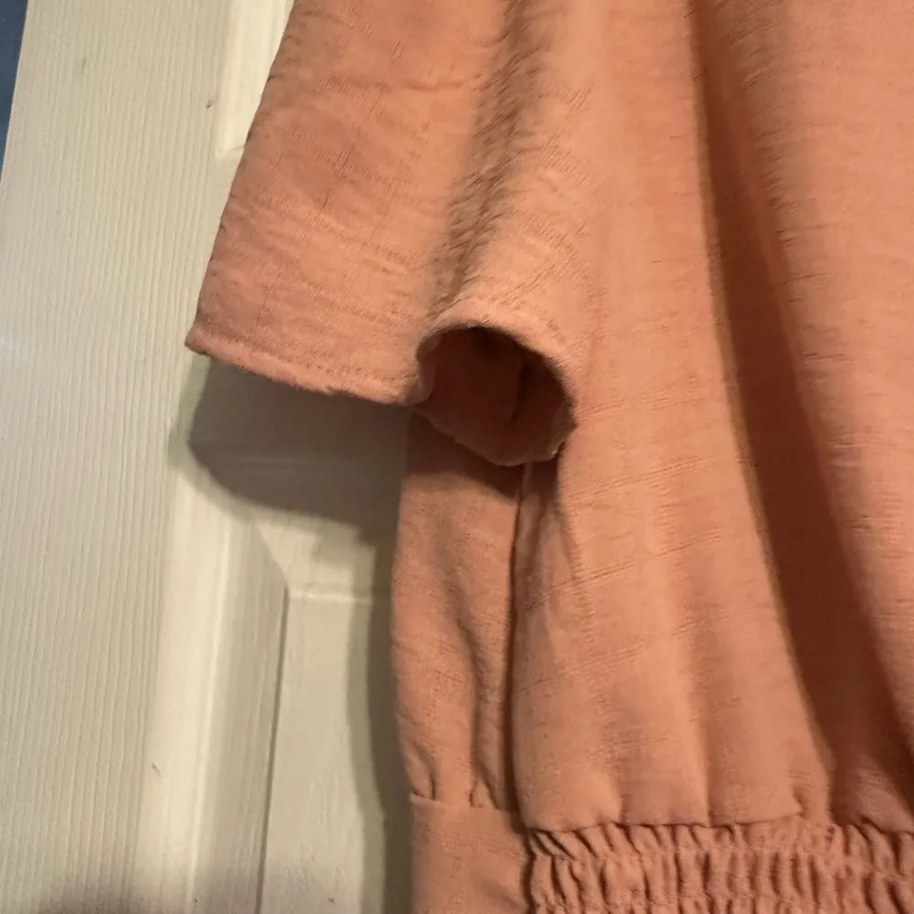 Monteau Pink Flutter Sleeve Wrap Peplum Blouse - Image 5