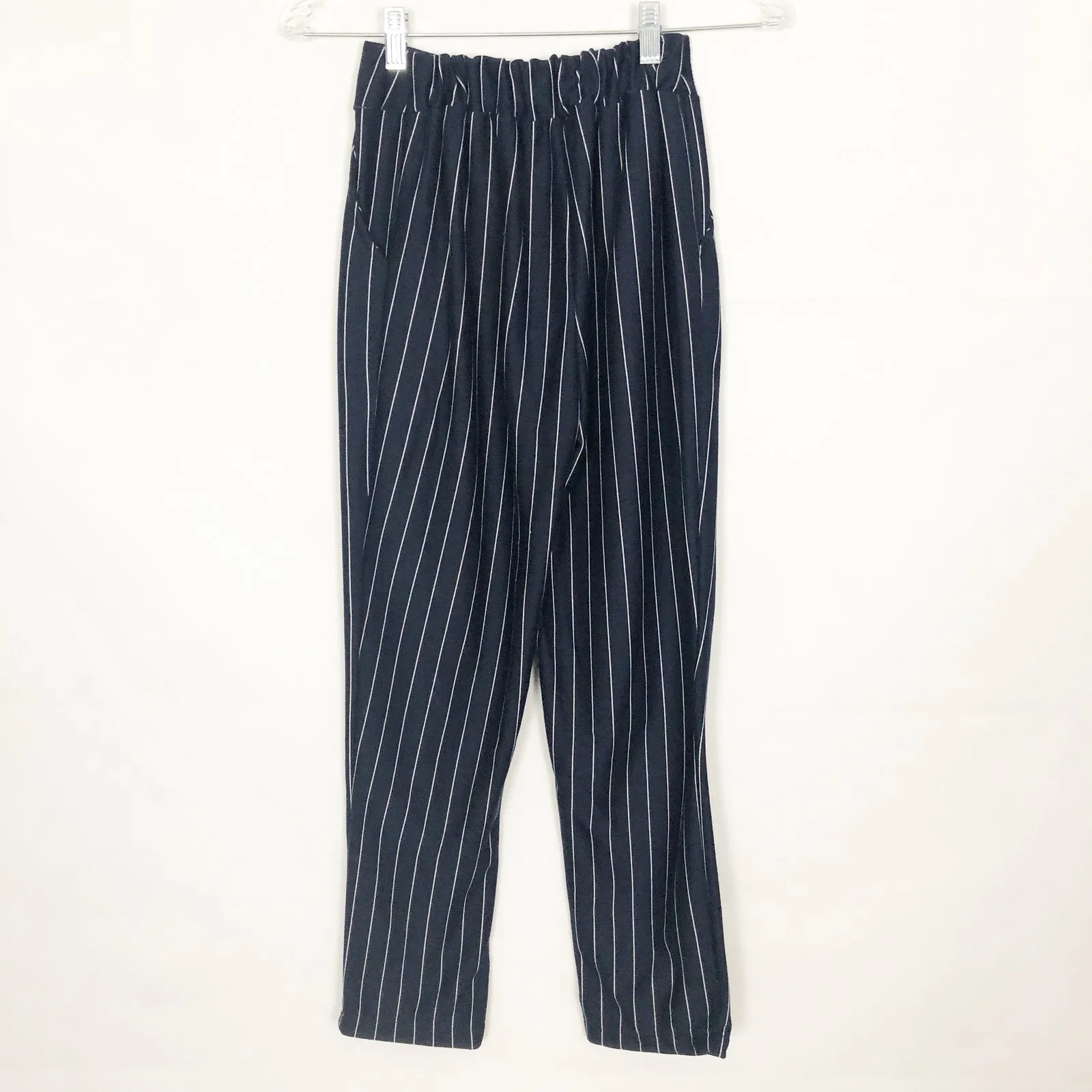 Yikeke Womens Striped Pants Medium Ankle Length Career Office Business Workwear Blue - Image 7