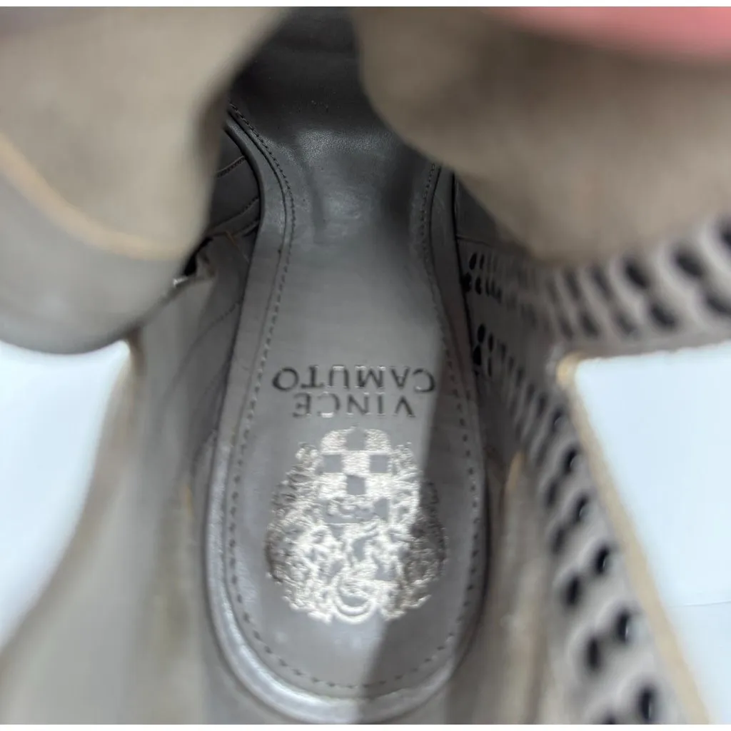 NEW VINCE CAMUTO Womens 8.5 Suede Block Heel Ankle Boots Grey Western Chic Shoes - Image 11