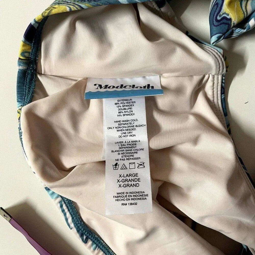 ModCloth Blue Marble Swirl Swim Top Size XL EUC - Image 6