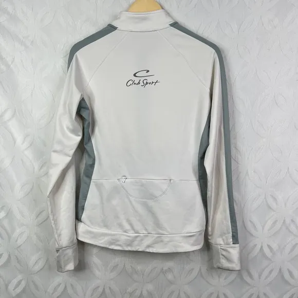 Alo CoolFit White Athletic Track Jacket Full Zip Side Stripe Pockets Women's S - Image 4