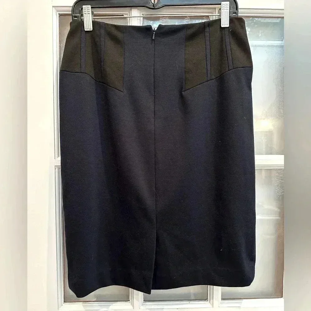 Kay Unger New York Navy & Black Fitted Pencil Skirt Women’s Size 8 Medium M - Image 2