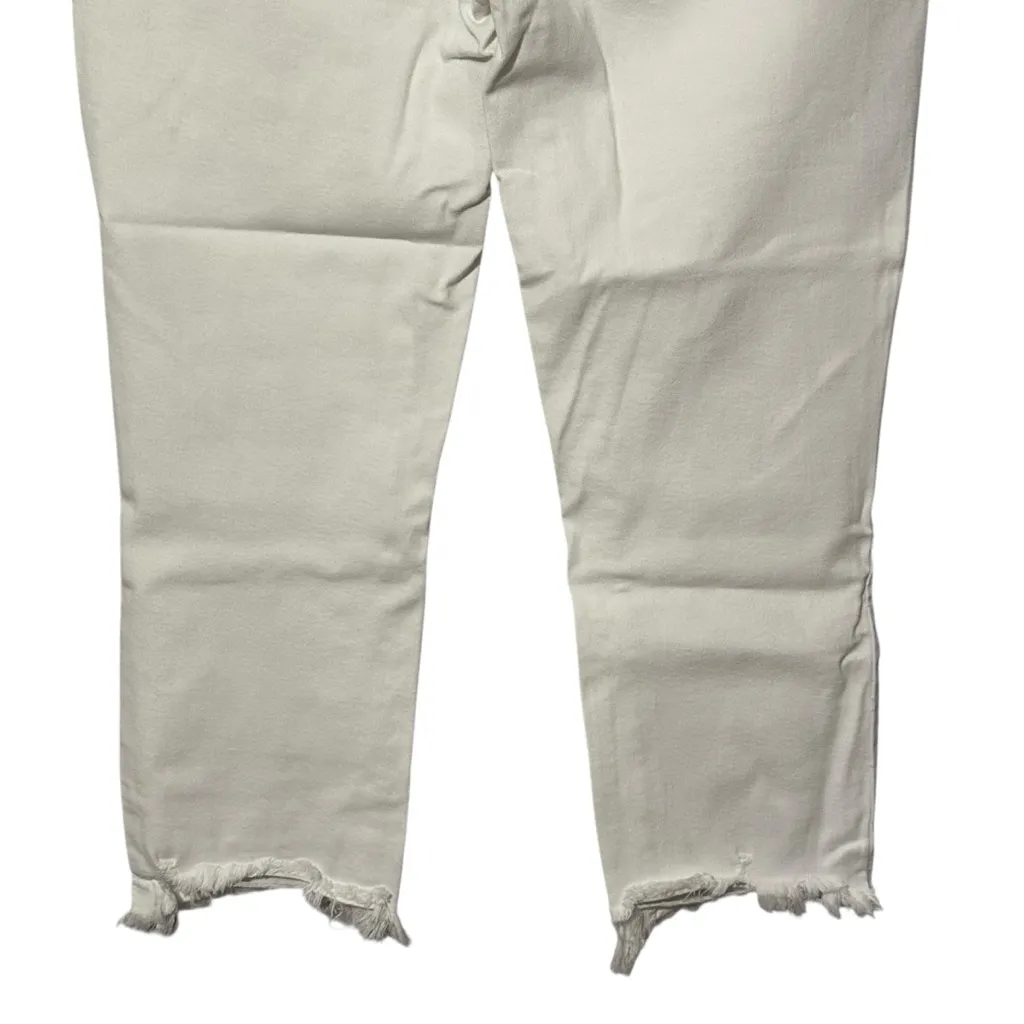 Paige Cindy Crop Jeans Crisp White Destroyed Hem Size 31 6615208-4986 Denim - Image 6