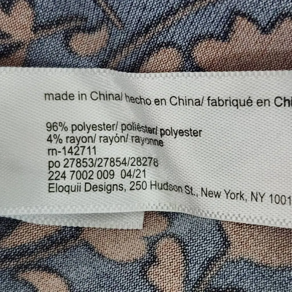 Eloquii Navy and Brown Floral Print Shirt Dress Size 20 Navy Tie-Waist Dress - Image 8