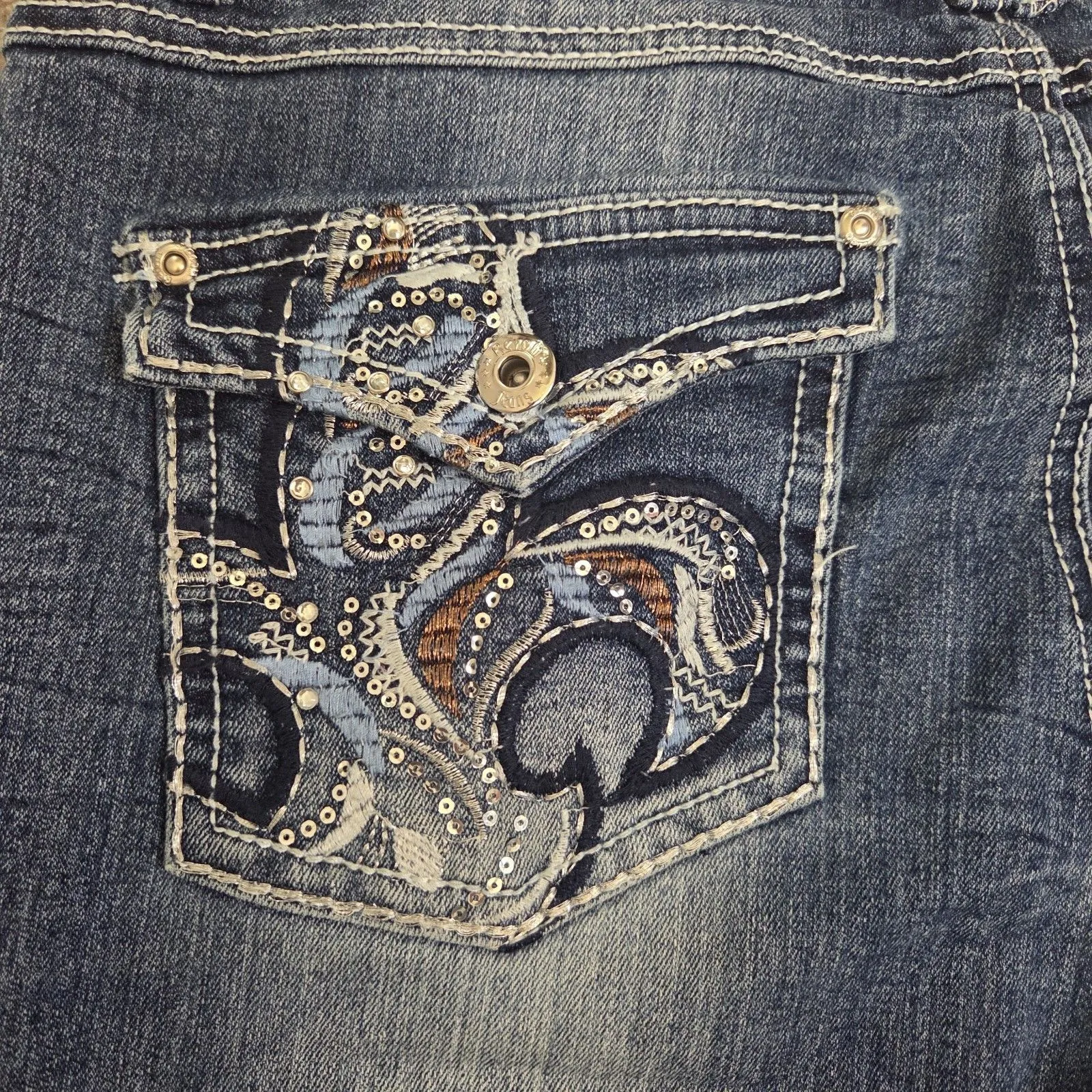 Revolt Jeans Y2K Women 12 Western Embroidered Country Rodeo Bedazzle Jeweled Blue - Image 6