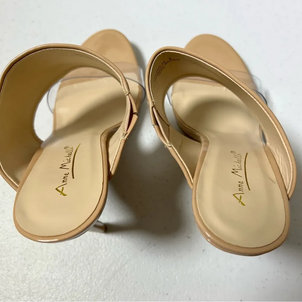 Anne Michelle Neutral Clear Lucite Slip On Heels - Image 5