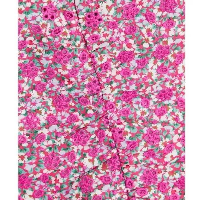 MAJE - Floral Print Broderie Anglaise Cotton Mini Dress Pink Sz 42 (US 10) - Image 4