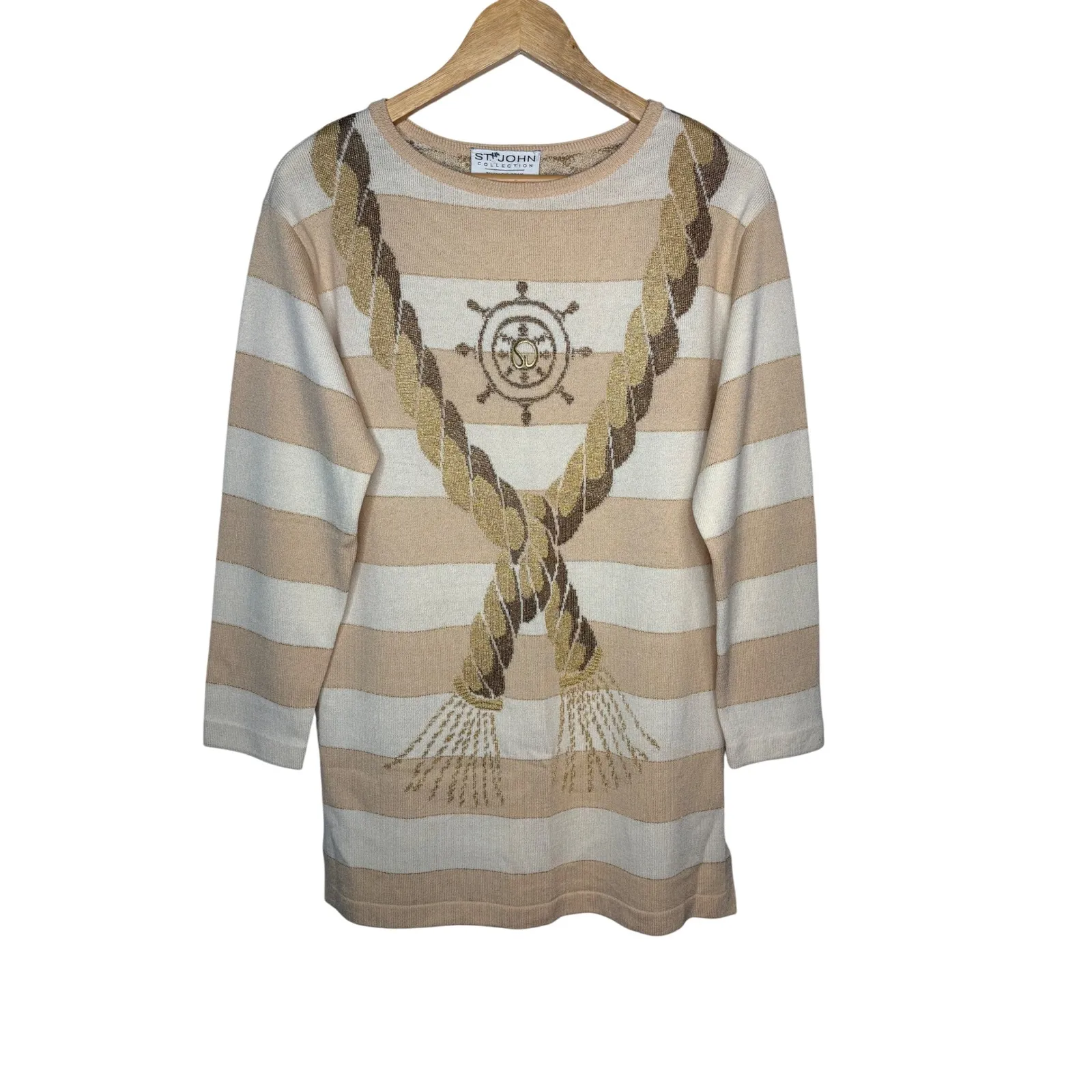 Vintage St. John Collections Santana Striped Nautical Rope Knit Sweater‎ Medium - Image 2