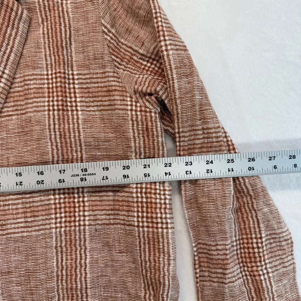 J.Jill Harper Relaxed Plaid Linen Blend Blazer Jacket Brown Career Casual Size M Size M - Image 2