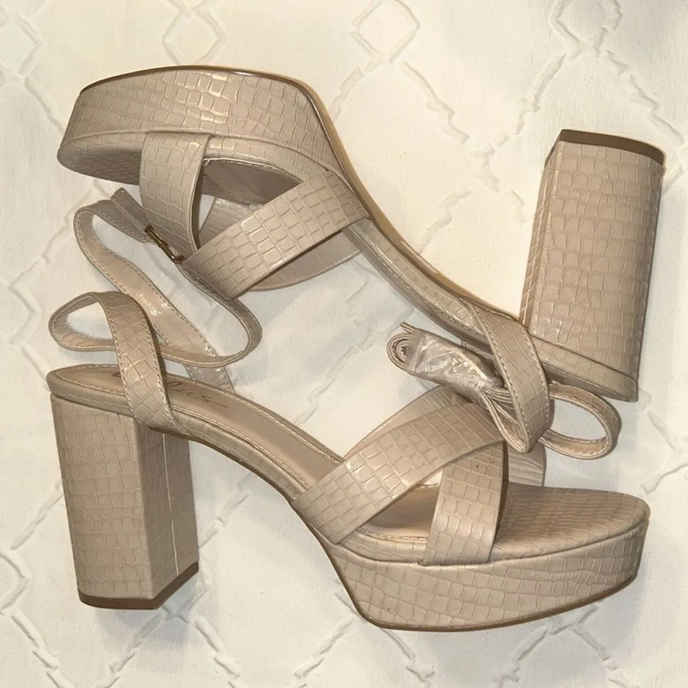 Lulu’s Light Nude Crocodile-Embossed Ankle Strap Heels(Size 11) - Image 4