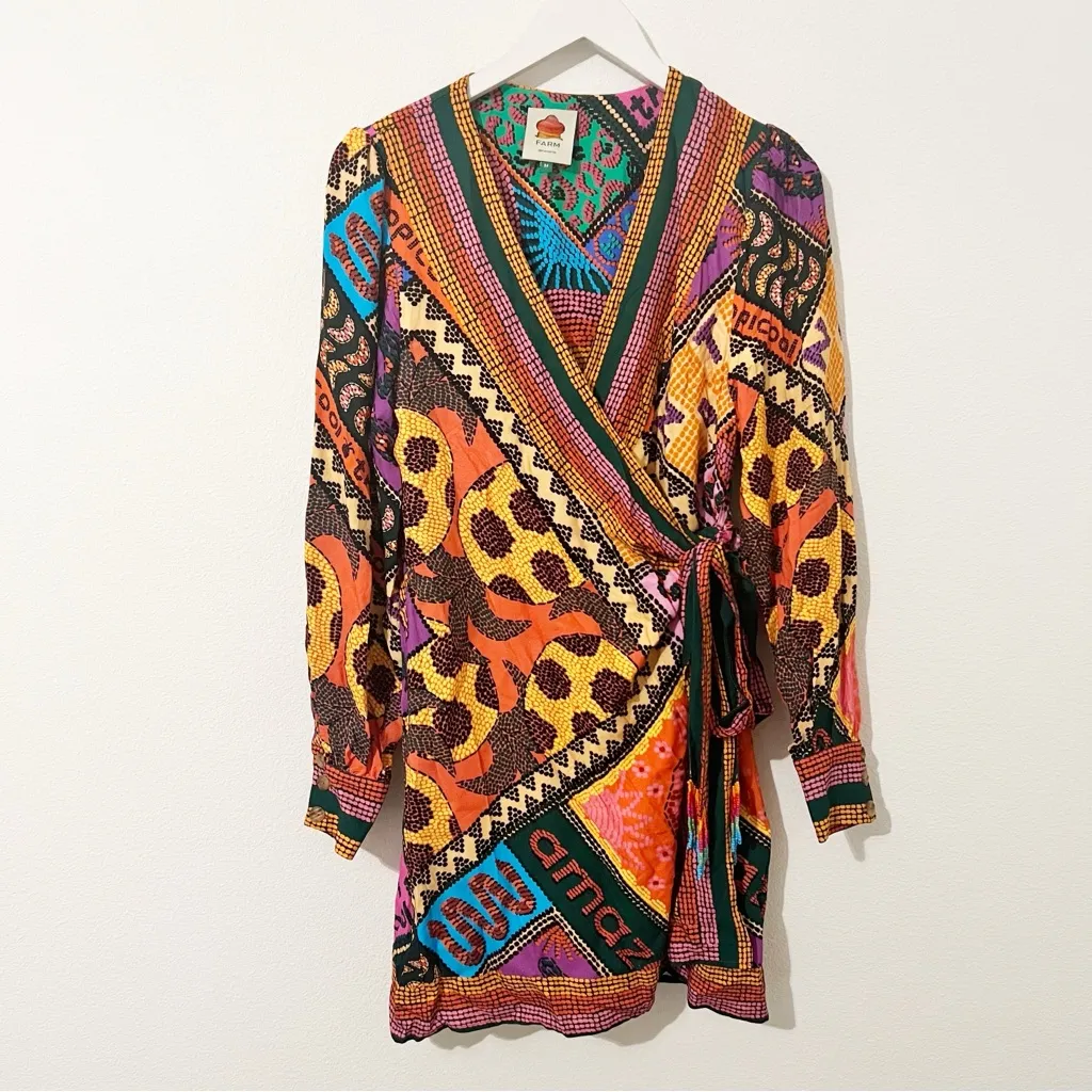 NEW Farm Rio Dotted Patch Scarf Wrap Dress Medium M - Image 2