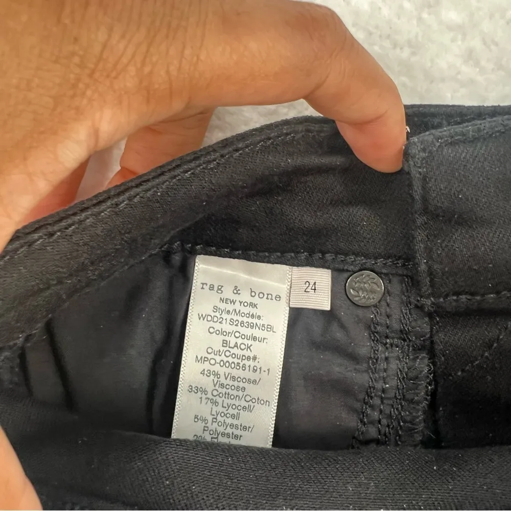 Rag & Bone High Rise Ankle Skinny Stretch Distressed Ripped Black Denim Jean‎ - Image 14