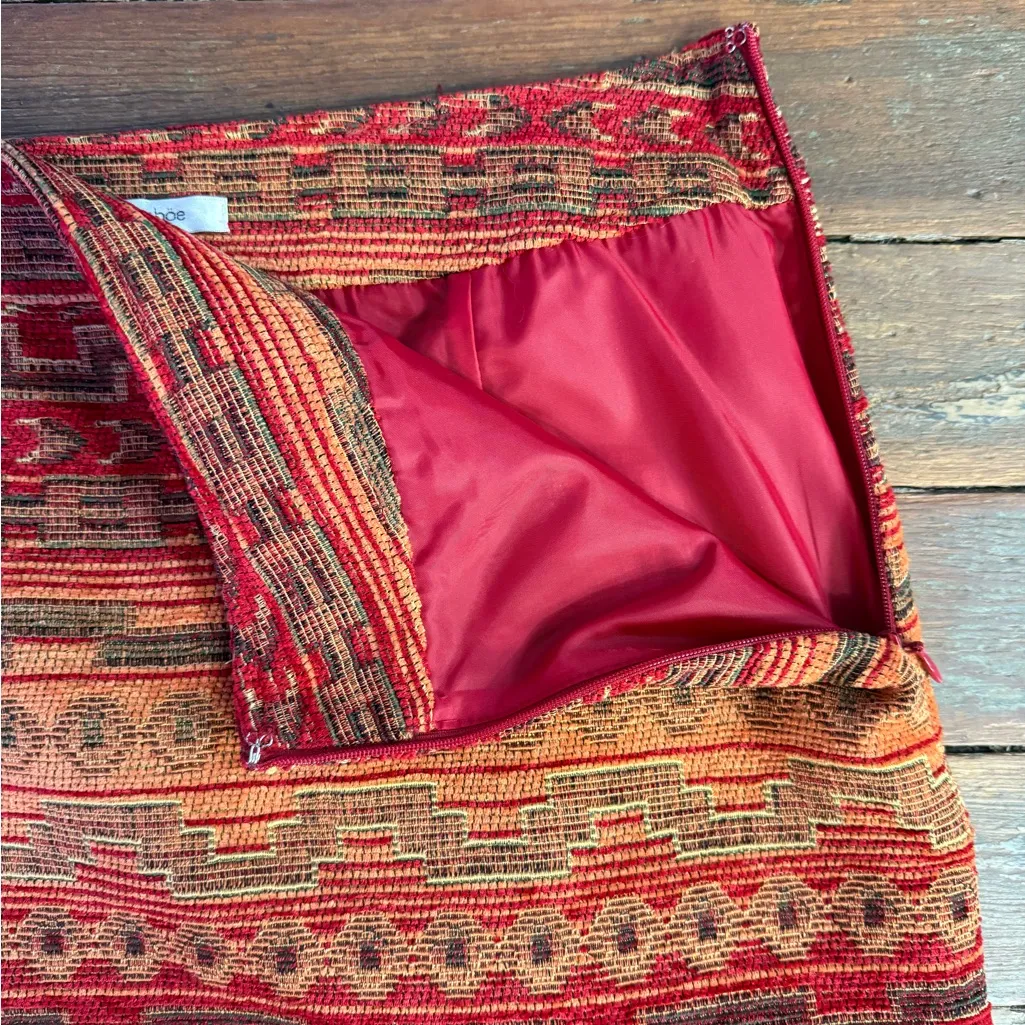 Tyler Boe Tapestry Style Woven Textured Mini Skirt ~ Size 2 💚🍄 Red - Image 5