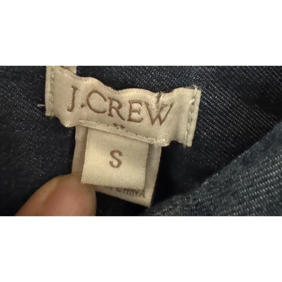 J.Crew Western Blue Chambray Denim Mini Shirt Dress Boho Cowgirl Preppy‎ S - Image 4
