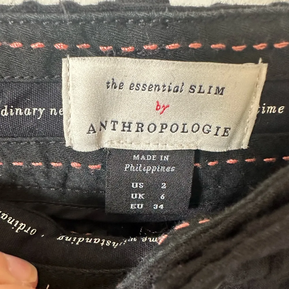 ANTHROPOLOGIE ESSENTIAL SLIM JACQUARD TROUSER PANT 2 - Image 3