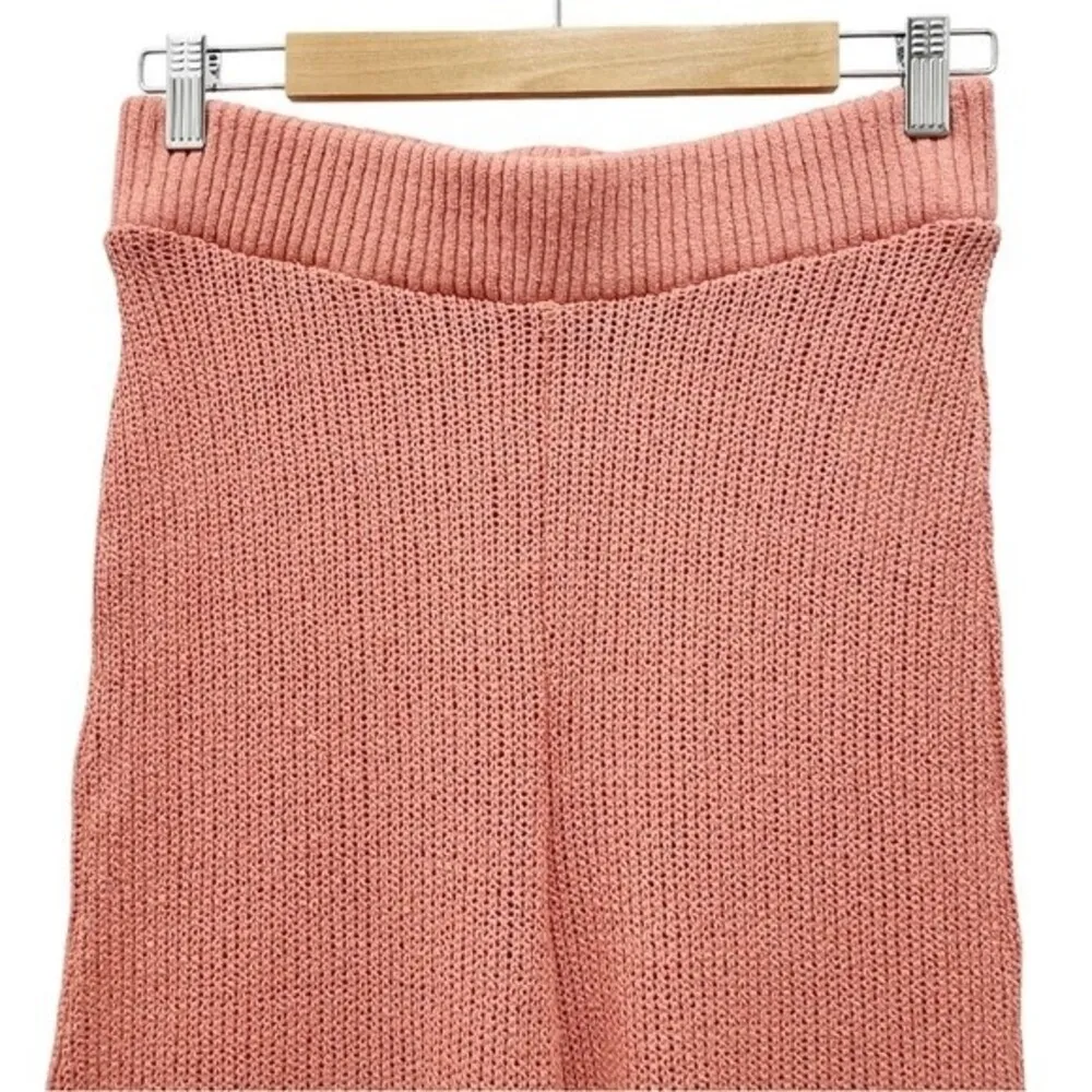 Free People Summer Nights Wide Leg Sweater Knit Pants Rose Coral Size Small - Image 5