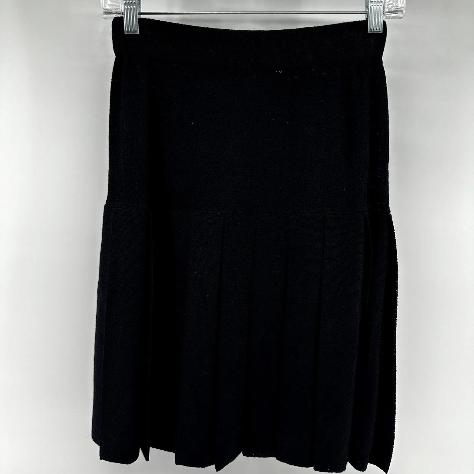 St.John Collection Santana Knit Pleated Skirt Stretch Knee Length USA Black 8 - Image 3