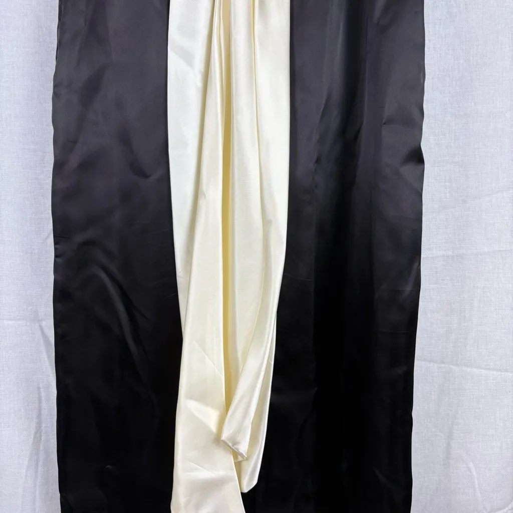 Vintage Black Satin Puff Sleeve Prom Dress With Bow Size 10 - Image 14