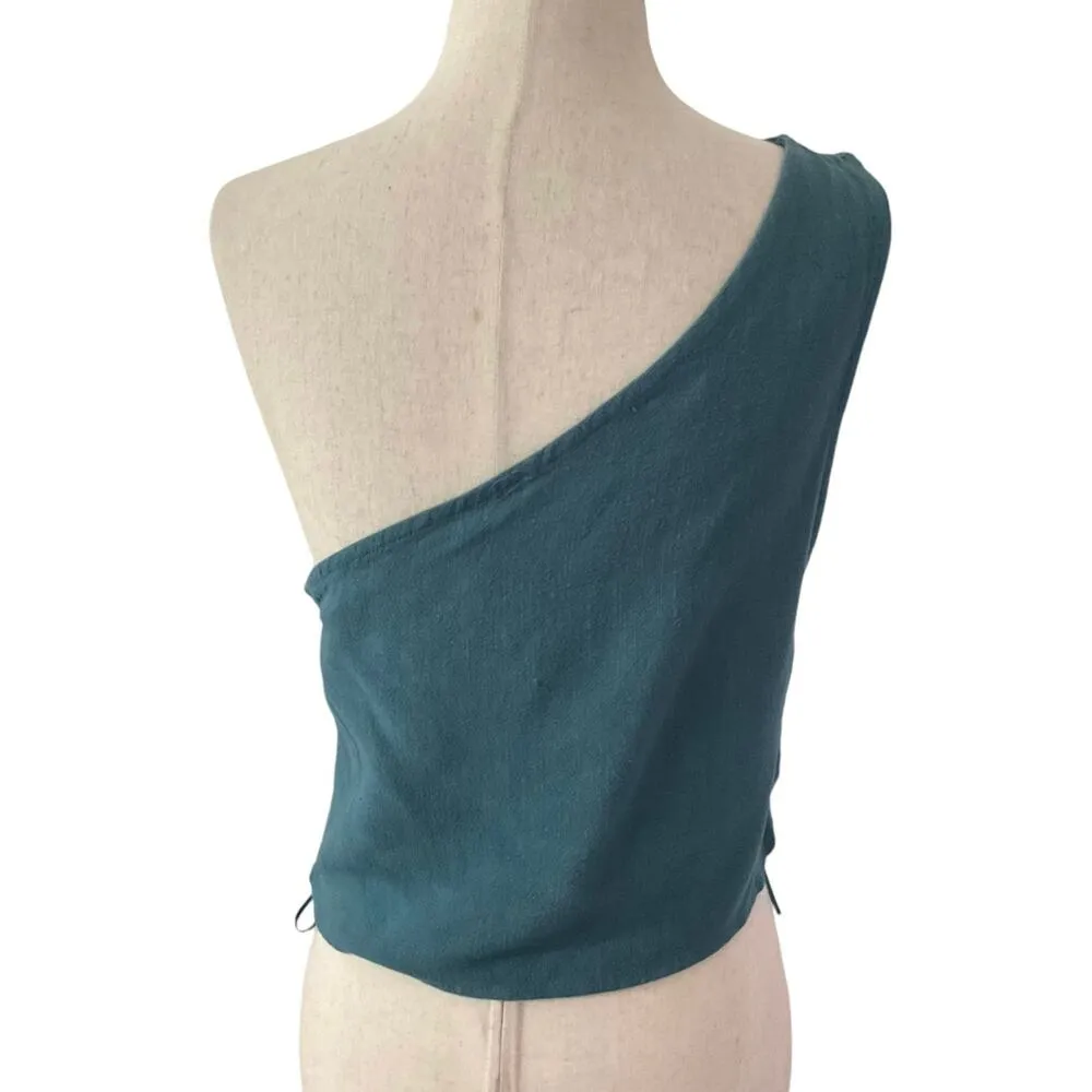 Kendall & Kylie Blue One Shoulder Crop Top Women Size Medium | 11-3 - Image 2