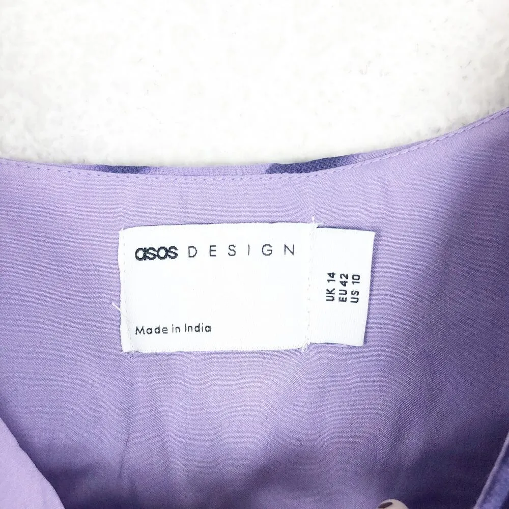 NWT ASOS Design Keyhole Purple Butterfly Print Mini Dress Size 10 Buttons Y2K - Image 6