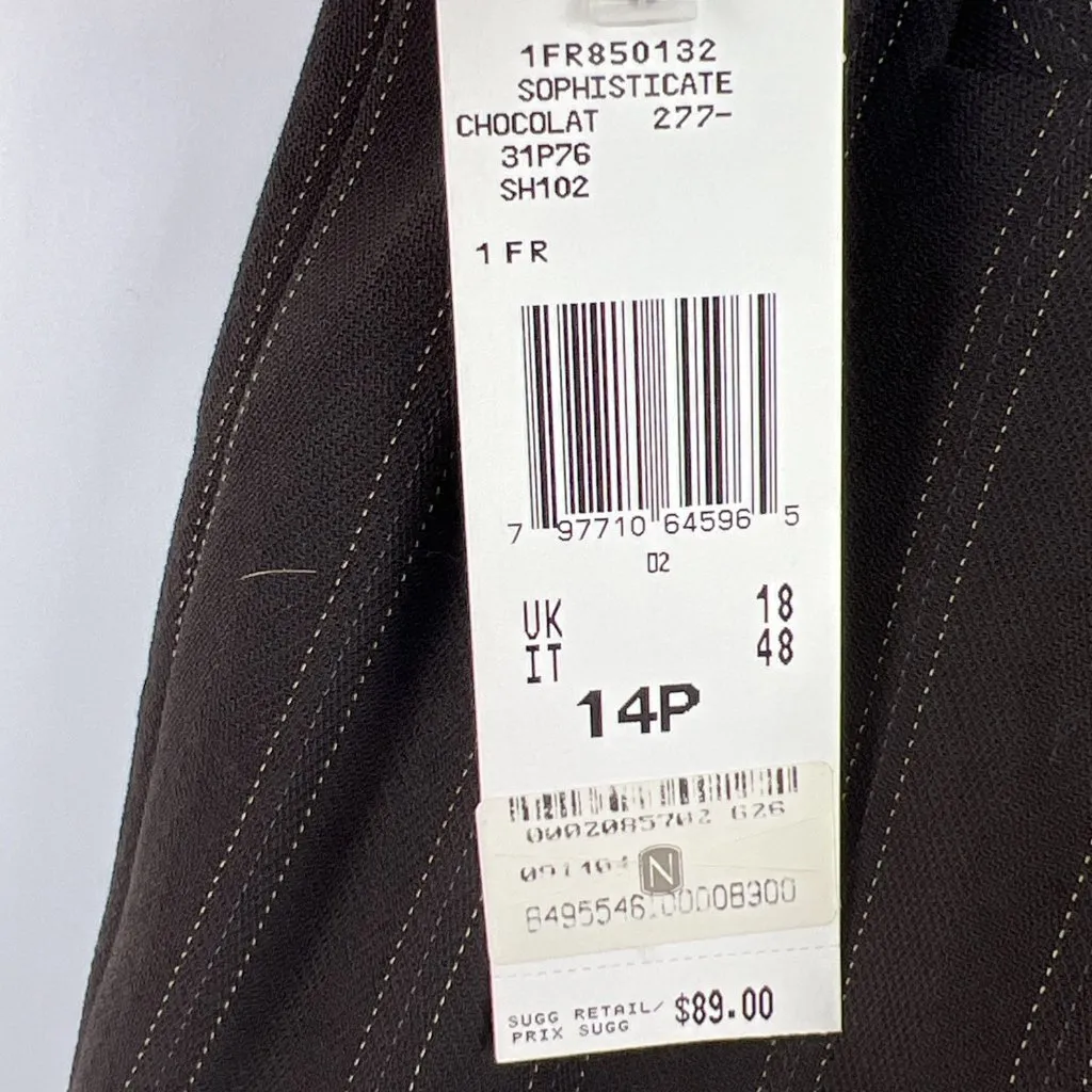 Ann Klein Suit Set Sz 14P Brown Pin Stripe Blazer and Lined Pants Trousers - Image 12