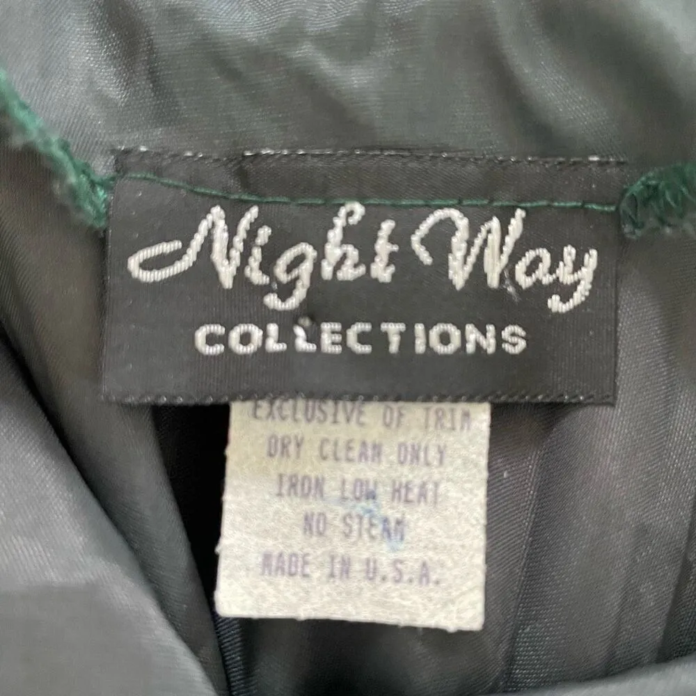 Vintage 90s Night Way Emerald Green Strappy Back Slip Dress Gown 4 XS Green - Image 7