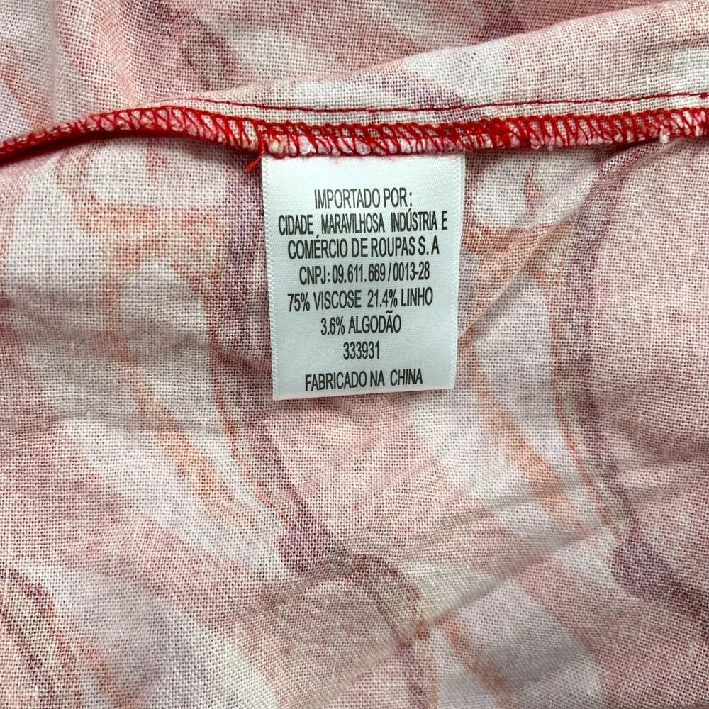 NOWT Farm Rio Linen blend Copabanana Wrap Mini Dress Red Pink Size XS - Image 15