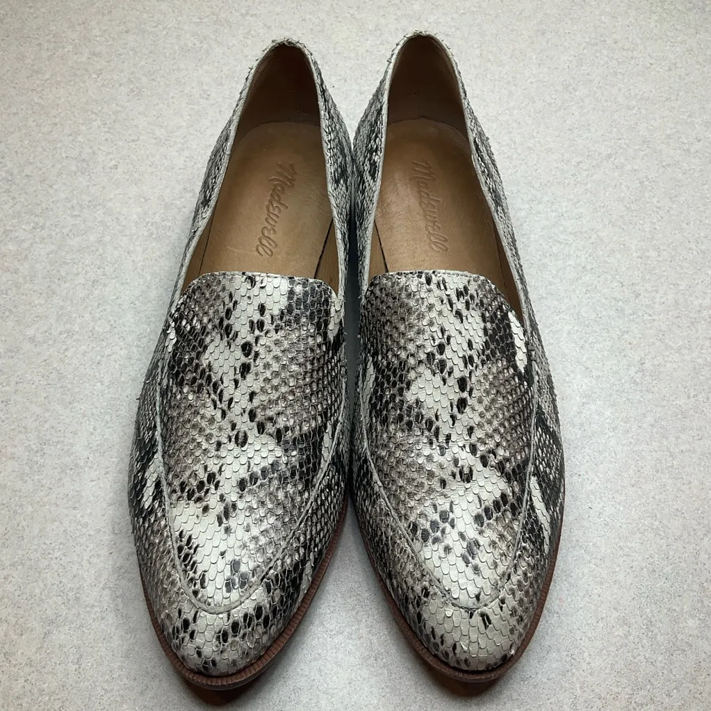 Madewell The Frances‎ Loafer 7 Stamped Snake Gray & White - Image 4