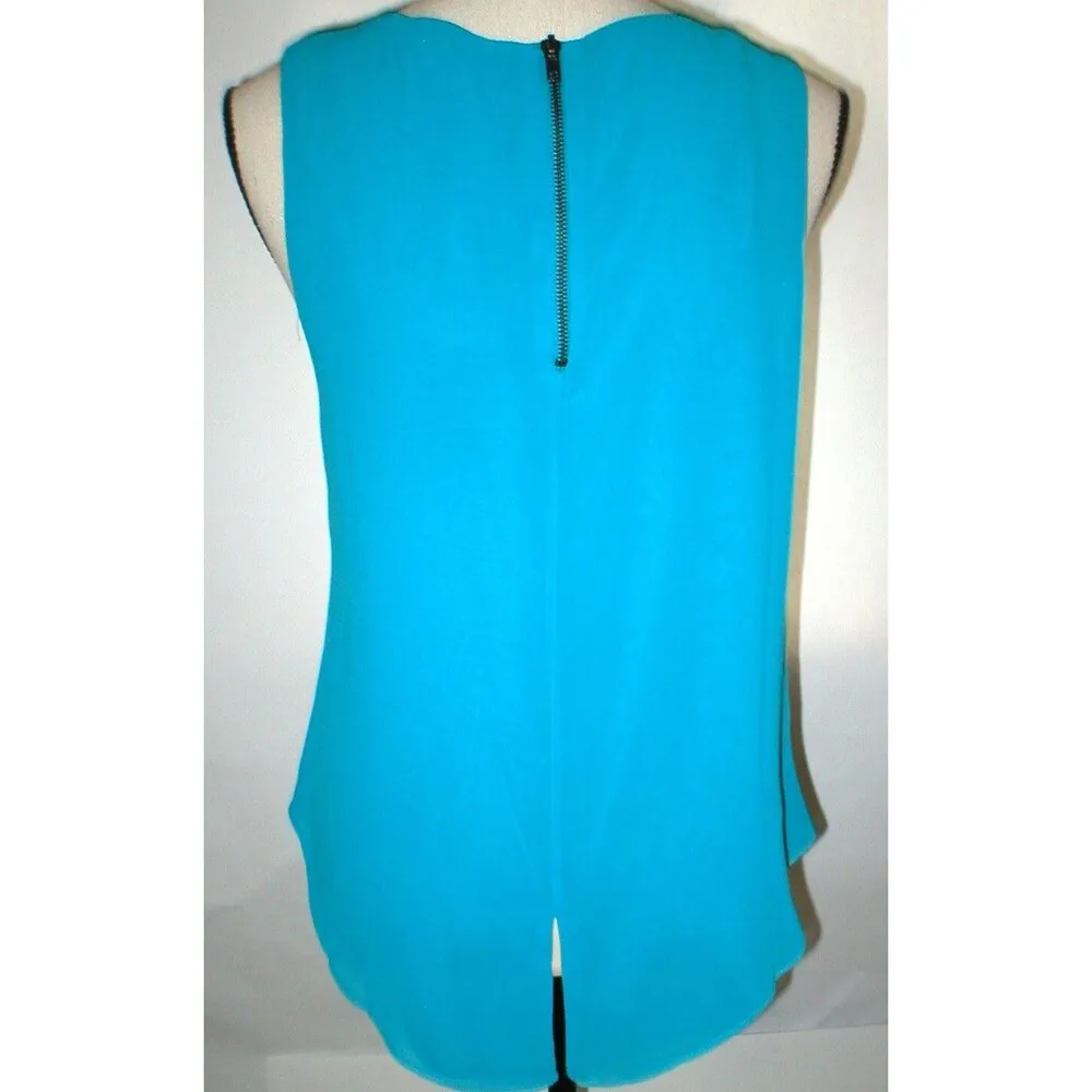 Womens NWT New S Dark Aqua Blue Beaded Top Blouse Sanctuary Anthropologie Zip - Image 6