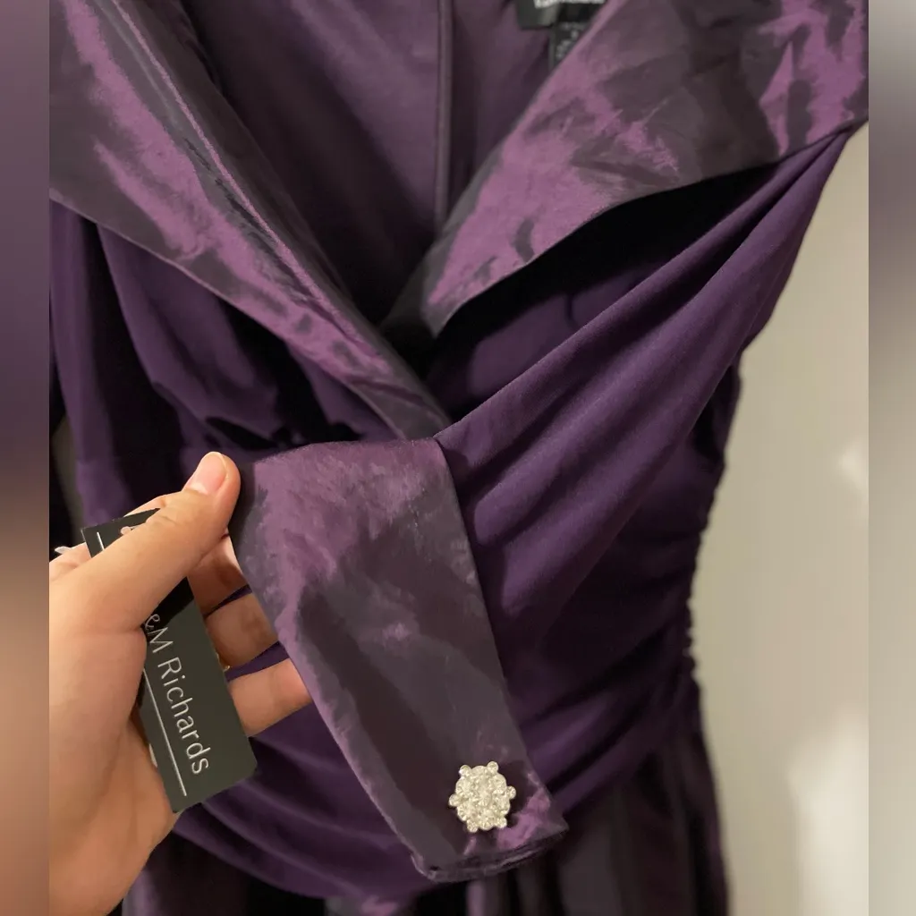 R&M Richards Women's Ruched 3/4 Sleeves Evening Dress Size 8 - Image 9