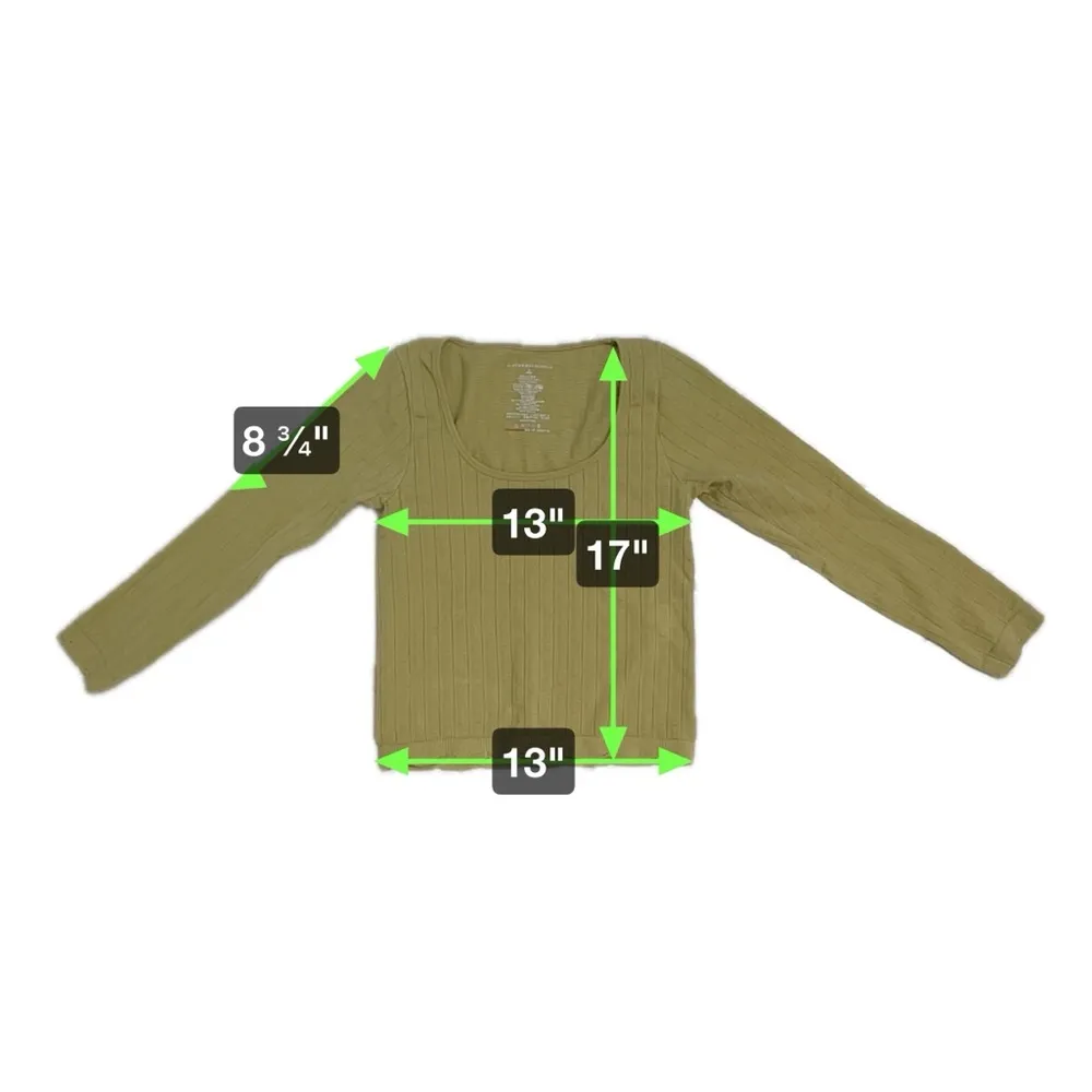 Anthropologie Light Green Yellow Scoop Neck Cropped Length Long Sleeve Size S - Image 3