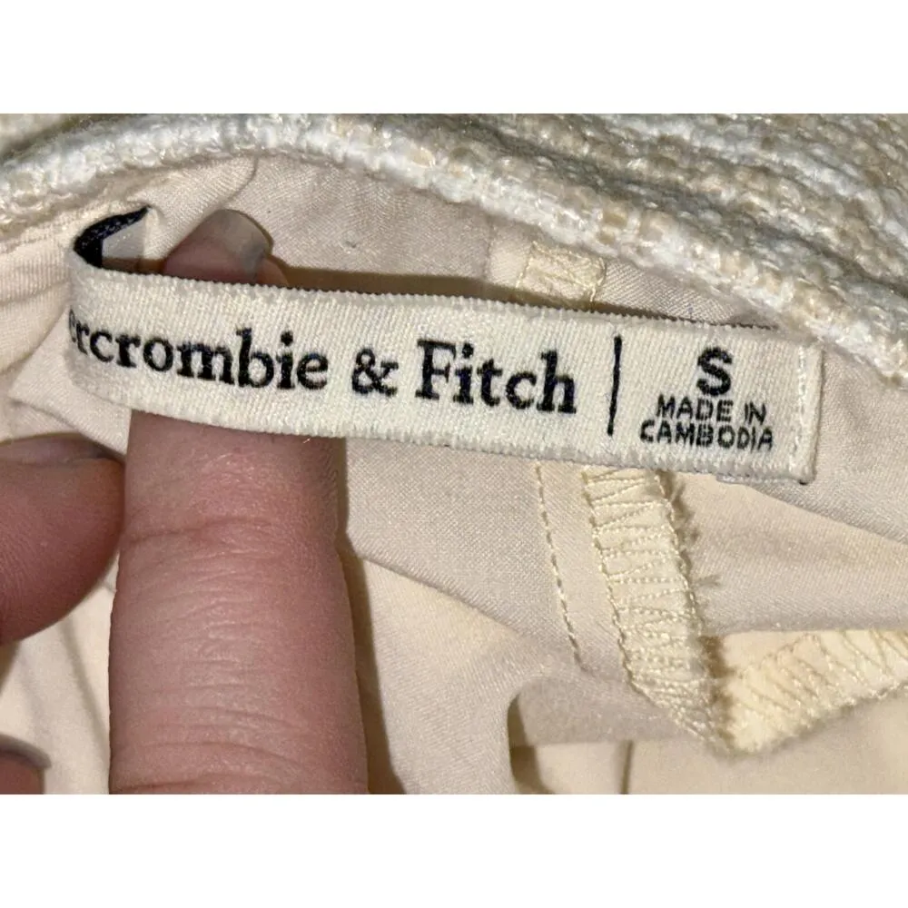 NEW Abercrombie & Fitch Tan White Tweed Zip Wrap A-Line Skirt Mini Skirt Size S - Image 4