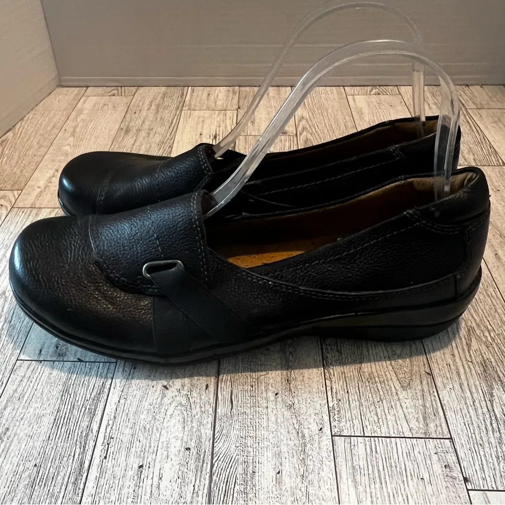 Natural Soul Ilena Slip-On Loafers Black Pebbled Leather Comfort Flats Size 8M - Image 4