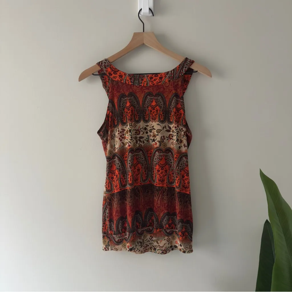 Y2K Heart Souls Paisley Print Sleeveless Top Sleeveless Tank Floral Banded Waist - Image 2