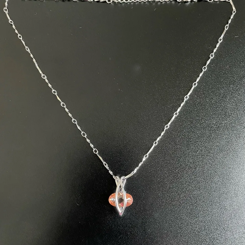 Orange crystal sterling silver necklace - Image 6
