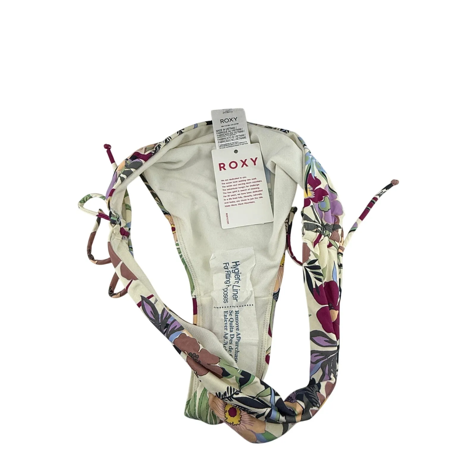Roxy Floral Beach Classics Bikini Set Hipster Ties Bottom Tri Tie Top Womens M - Image 4