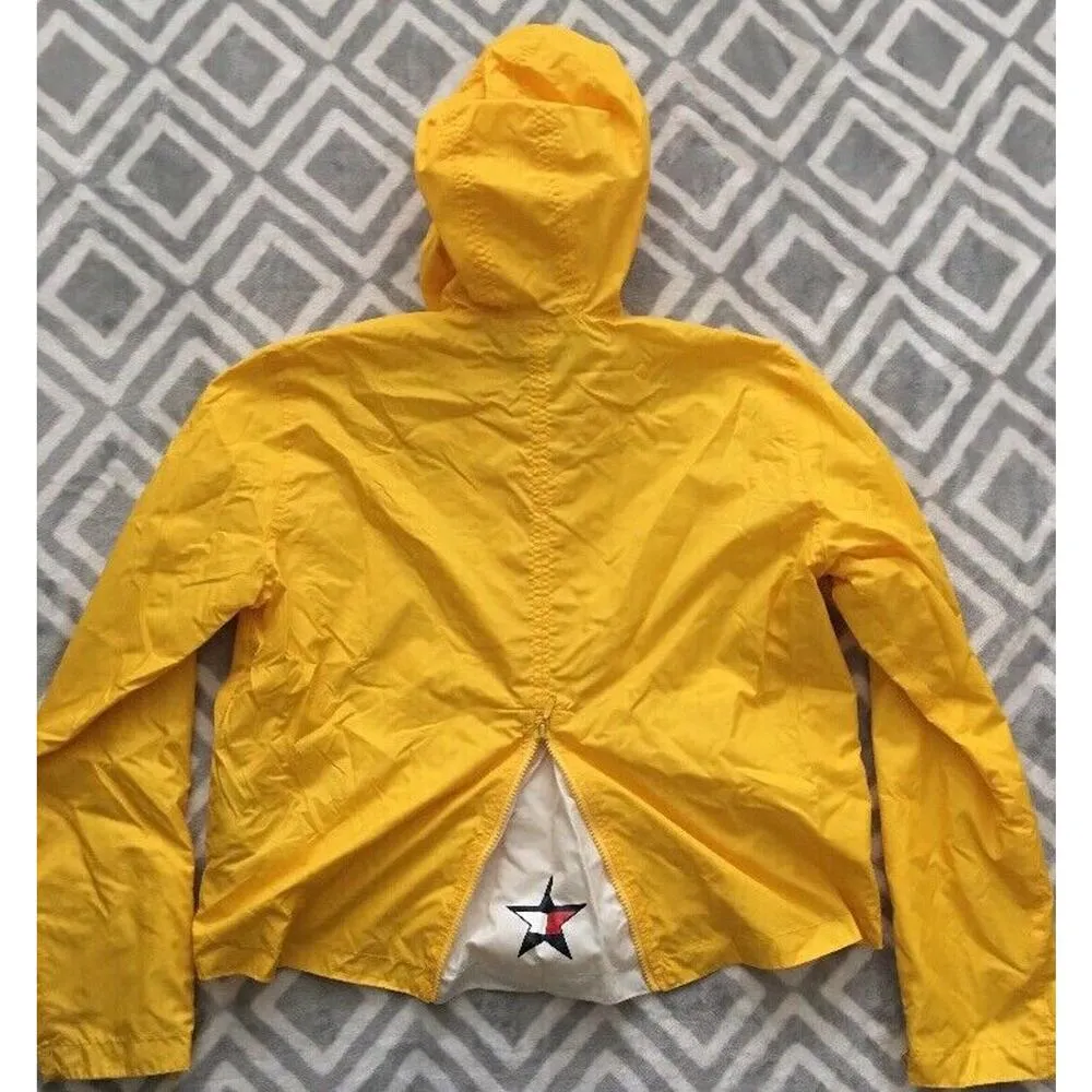 Vtg Y2K Tommy Girl Hilfiger Yellow Jacket Windbreaker Star Bell Sleeves L - Image 9