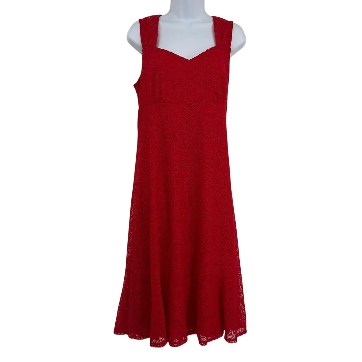 Slinky Y2K Lace Baqbydoll Midi Dress Sz L Red Valentines Romantic Cocktail - Image 2