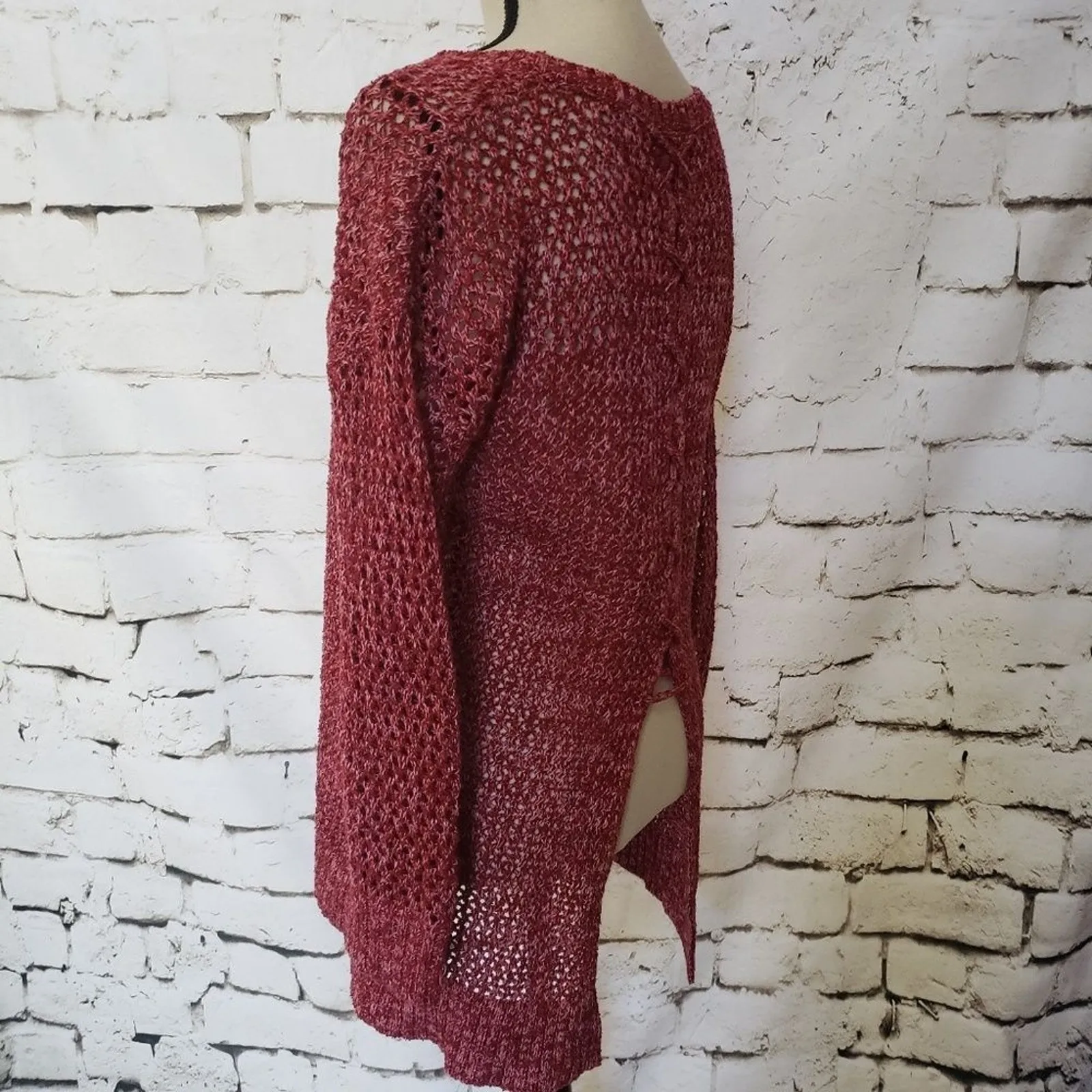 Y2K Lucky Brand Boho Womens Sweater Sz Small Open Back Festival Hippie Grunge - Image 4