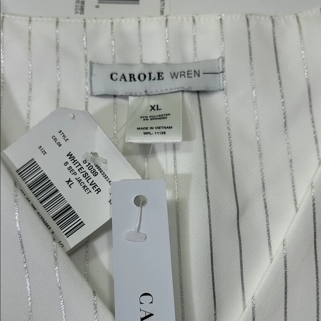 Carole White Pinstripe Women's Vest Size XL - Image 2