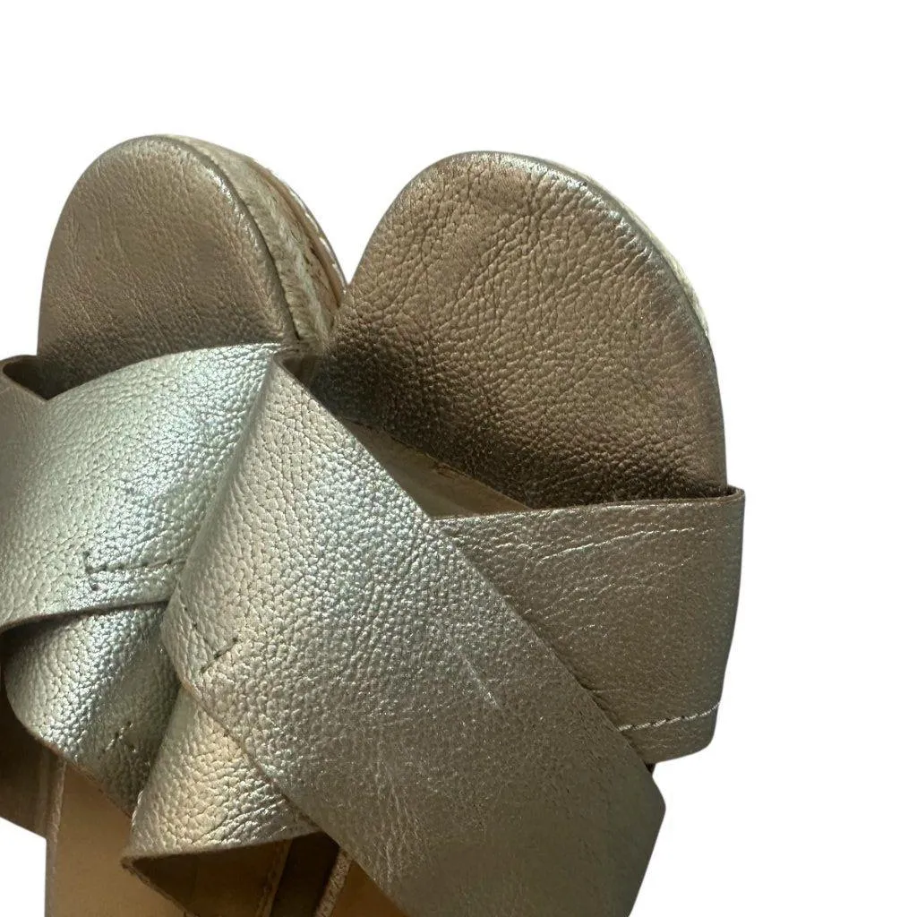 Franco Sarto Gold Slip-On Slide Wedge Sandals Metallic Comfort Size 9.5 Women's - Image 10