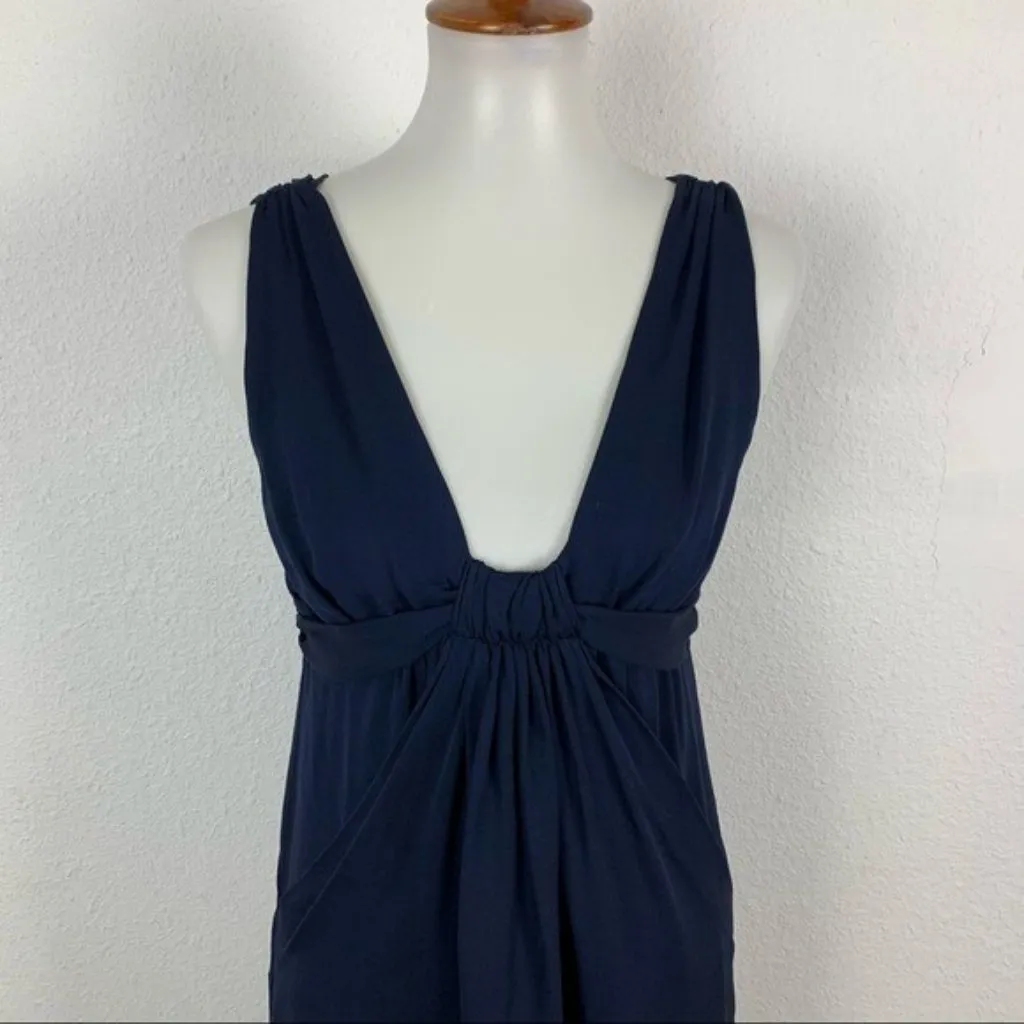 Graham And Spencer 100% Silk Deep‎ V Neck Cocktail Party Dress Small Made In USA Blue - Image 2