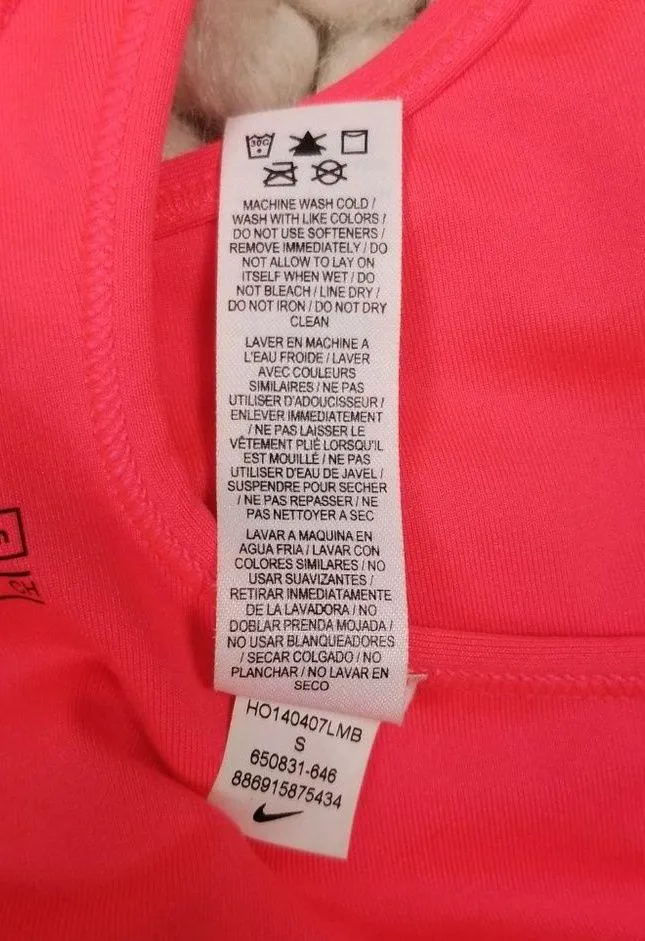 Nike Sports Bra Neon Coral Sz Small - Image 8