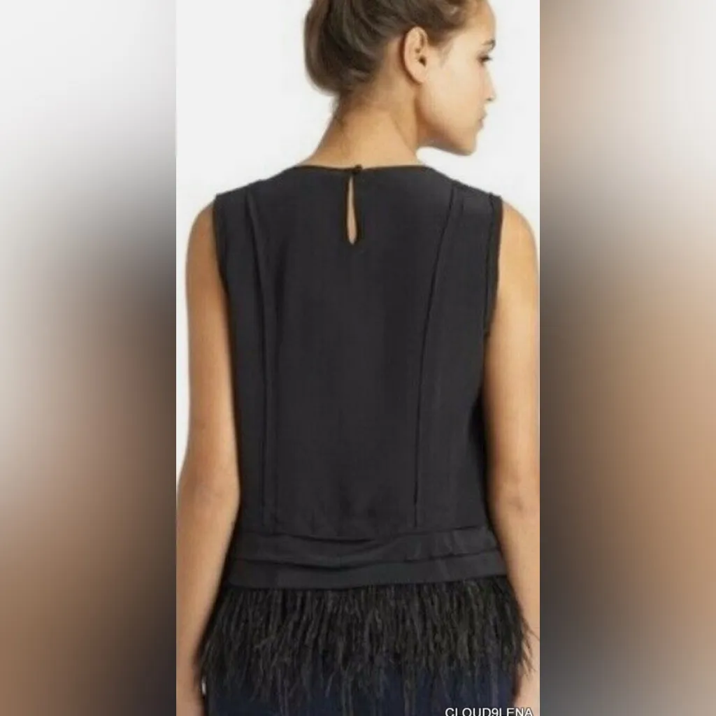 BCBGMAXAZRIA Dracey Sequin Feather Top silk  black M - Image 2
