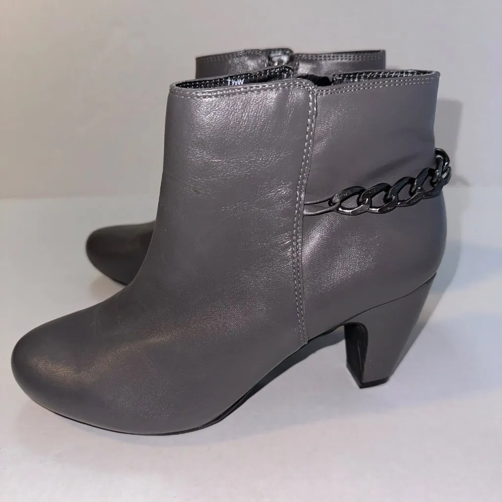 Easy Spirit Womens 7.5 Esparilynn Leather Anti-Gravity Boots Booties Gray Chain - Image 6