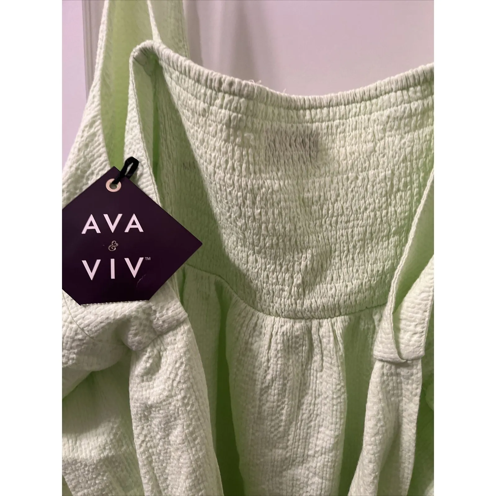 Ava & Viv Women's Sleeveless Sersucker Tiered Midi Dress Size 4X Lime Green - Image 13