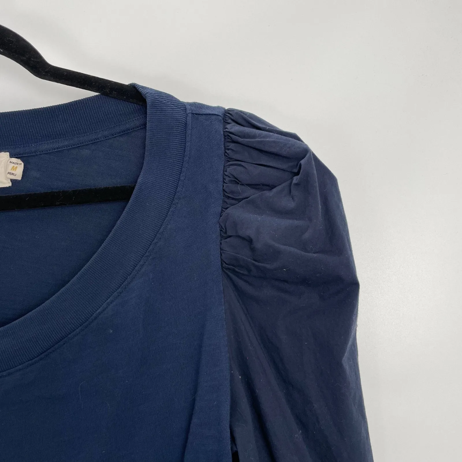 Nation LTD Dark Women's Blue Cotton Puff Sleeve Square Neck Blouse Top Size M - Image 8